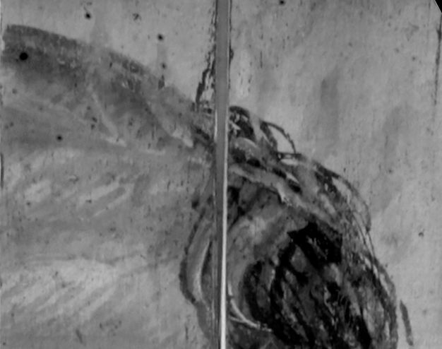 IRR close-up image of the wreath in figure 5.3. The wreath fades into the gray of the forehead.