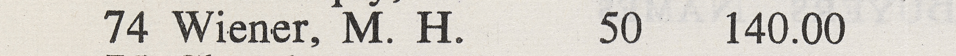 Detail of a line of black printed text arranged in four columns.