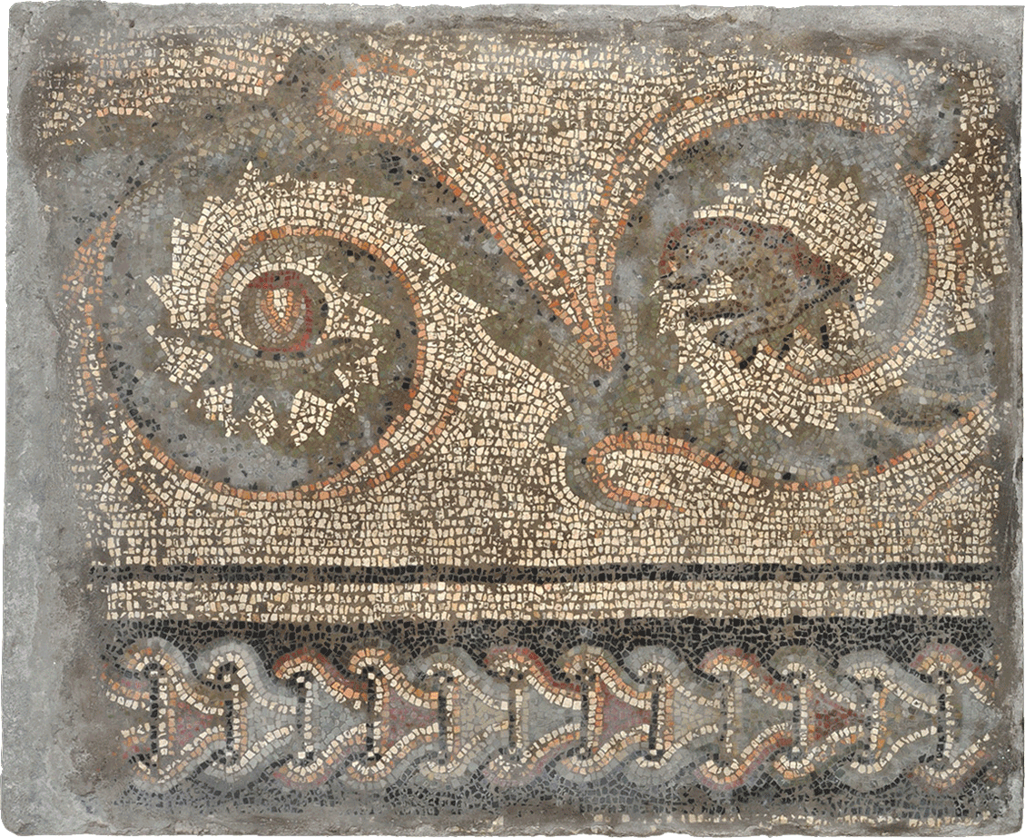 Figures 2–4. Panels from Mosaic Floor with Bear Hunt