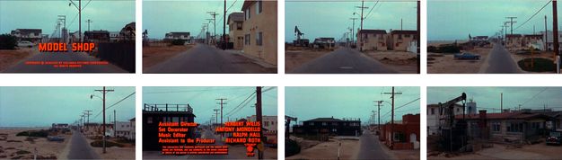 Eight color images show different parts of the Speedway at Venice Beach. The images show parked cars, residential buildings, sand, and electrical poles.
