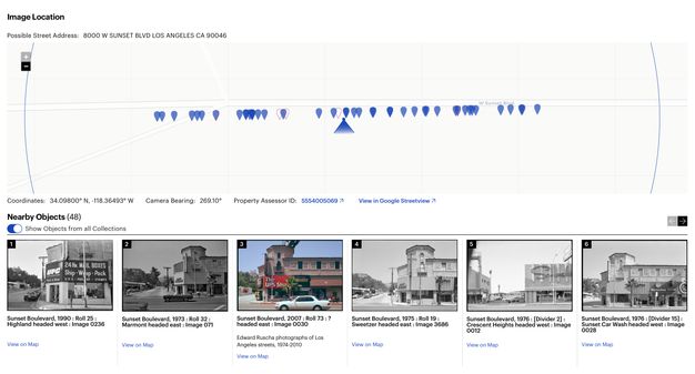 A screenshot of a website with a data visualization and six black-and-white photos.