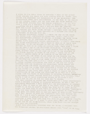 Transparent white page with three paragraphs of single-spaced typewritten text in English. Text runs length of page. Wide Margins. 