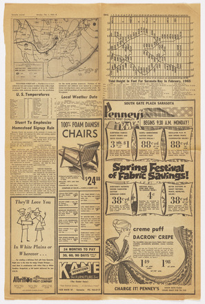 Newspaper page showing tidal chart gridded graph with measurement in feet on y axis and date number of x axis. Arcing, crisscrossing lines marked with four-digit numbers written along the bars of the y-axis span the interior of the grid. 