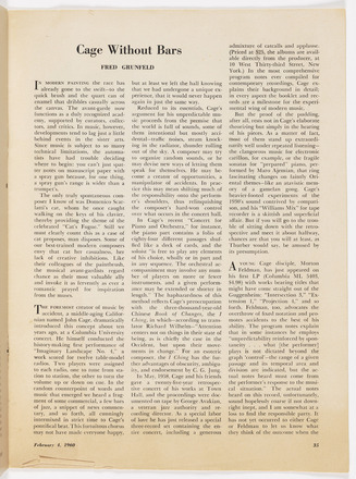 Magazine page with three columns of text in English that run the length of the page. Title “Cage Without Bars” above leftmost two columns. Paginated 35 at bottom right. 
