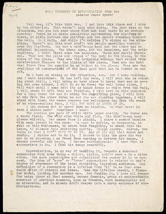 White page with black typewritten text in English, stapled at top left and faintly printed title at top center. Contains four paragraphs that span the length of the page.