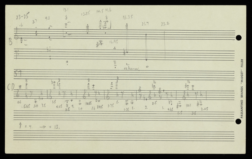 Sketch for graphs B and CD for the first realization of John Cage’s *Solo for Piano*: 