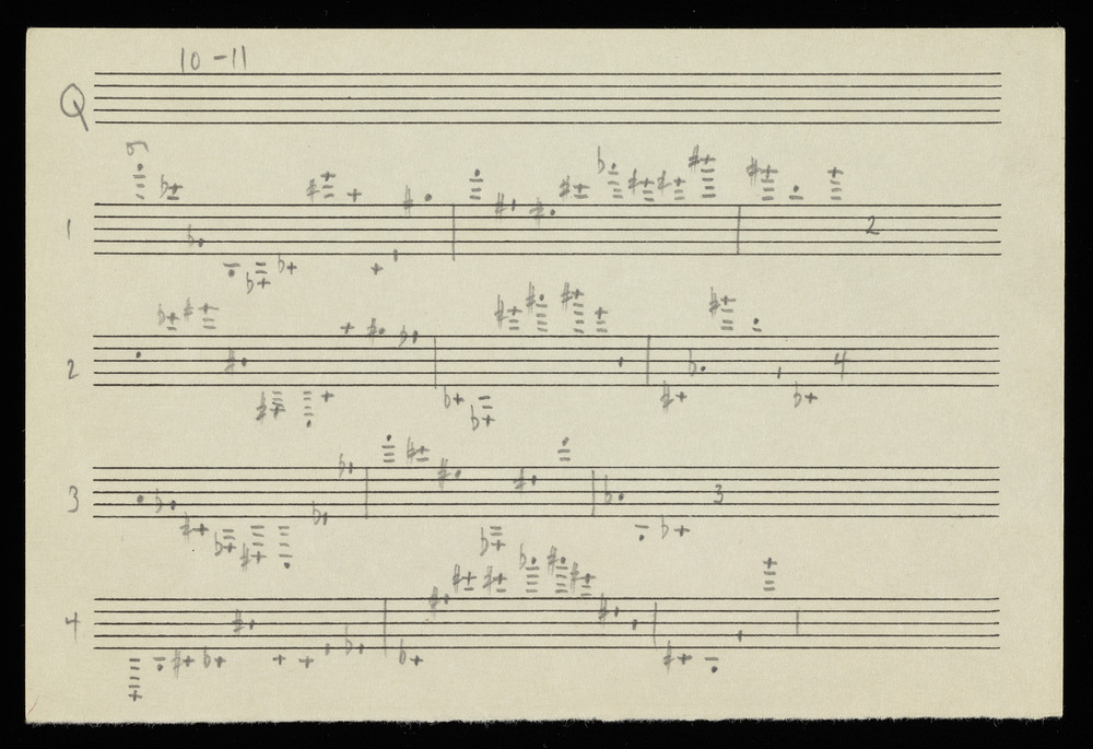 Sketches for graph Q for the first realization of John Cage’s *Solo for Piano*: 