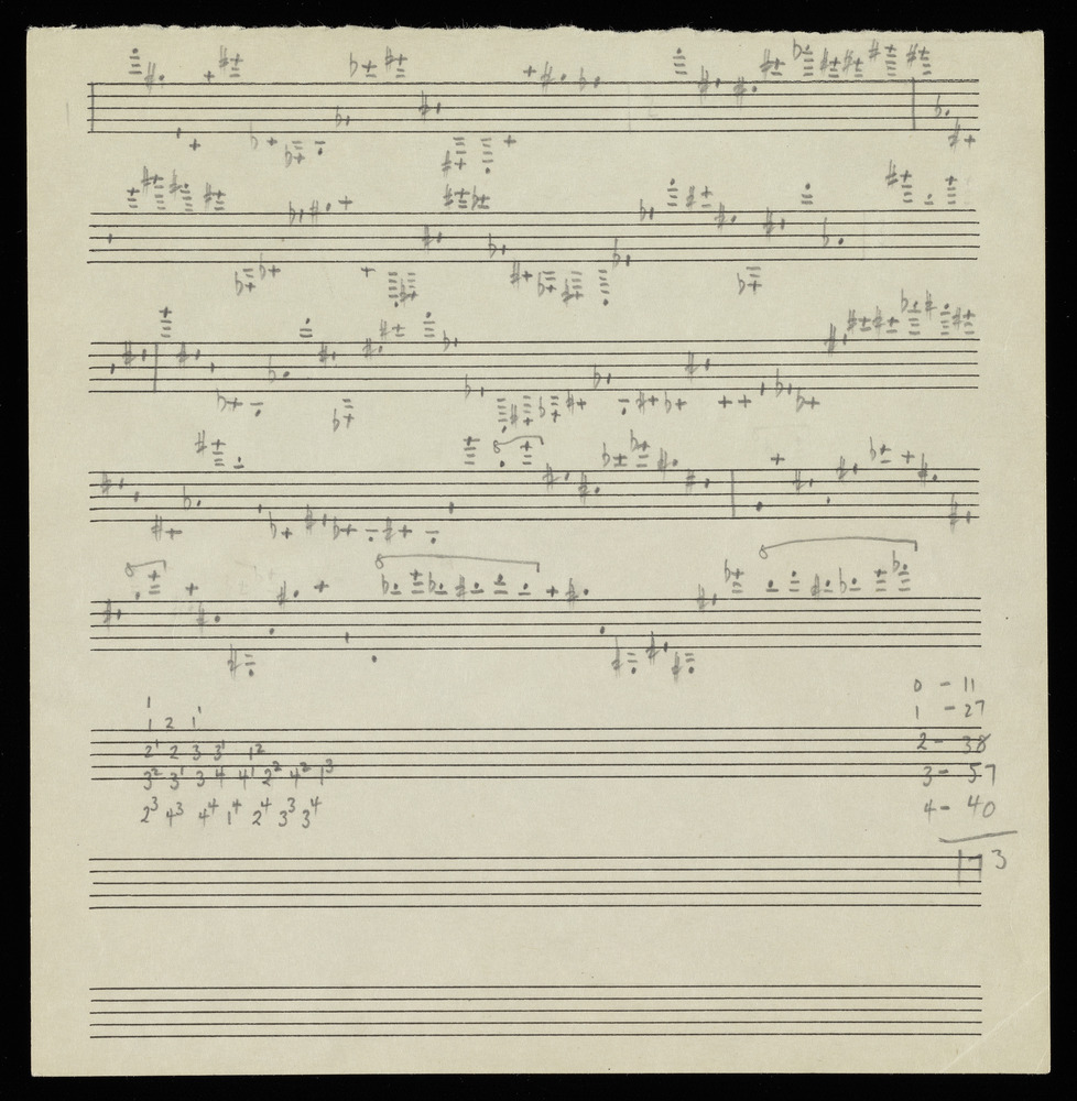 Sketches for graph Q for the first realization of John Cage’s *Solo for Piano*: 