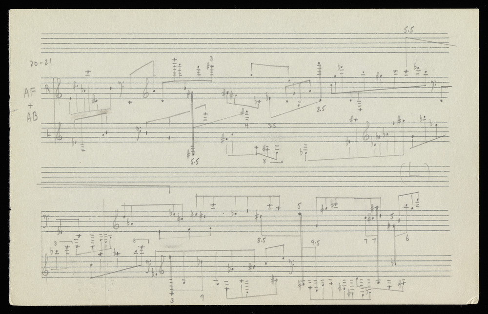 Sketches for graphs AF and AB for the first realization of John Cage’s *Solo for Piano*: 