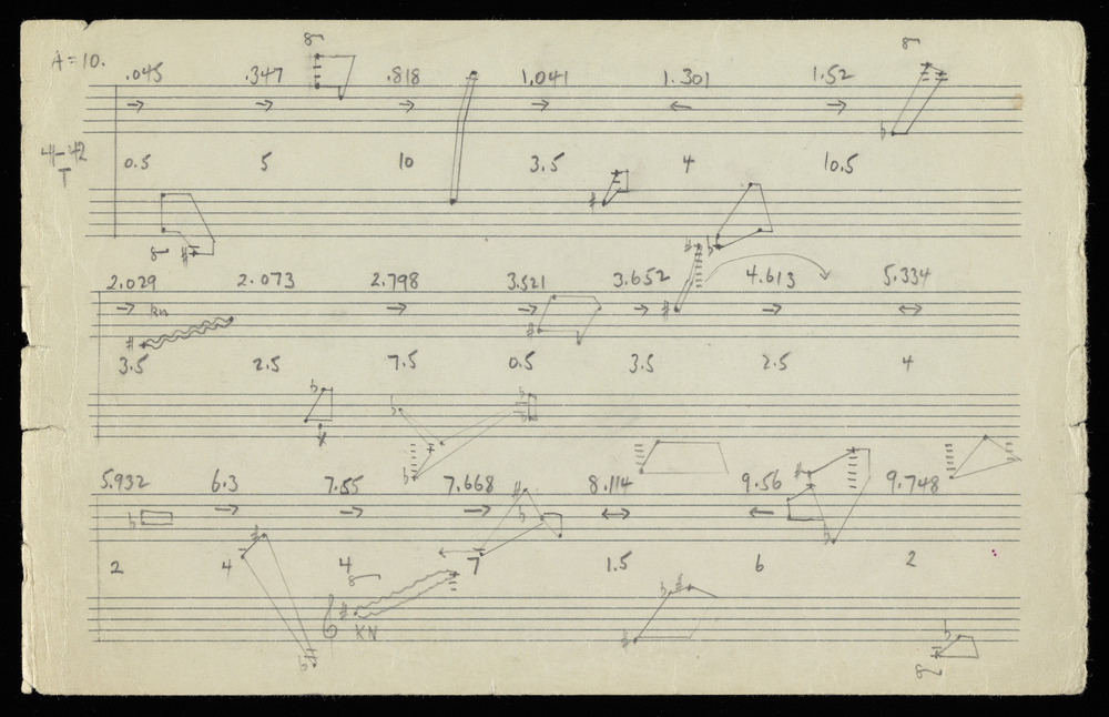 Sketches for graph T for the first realization of John Cage’s *Solo for Piano*: 