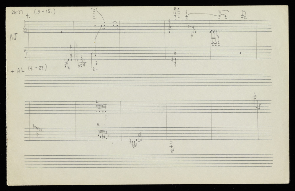 Sketch for graphs AJ and AL for the first realization of John Cage’s *Solo for Piano*: 