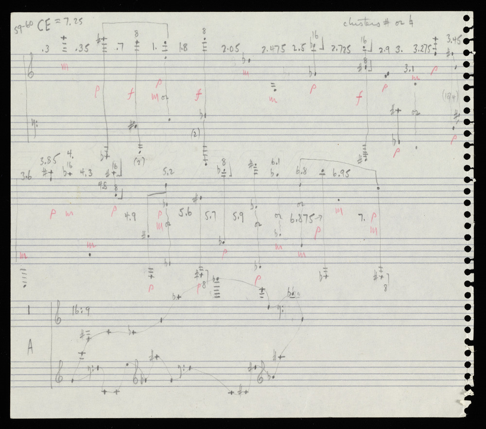 Sketches for graphs CE and A for the first realization of John Cage’s *Solo for Piano*: 