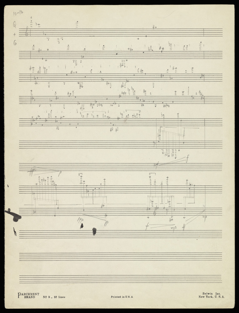 Sketches for graphs Q and G for the first realization of John Cage’s *Solo for Piano*: 