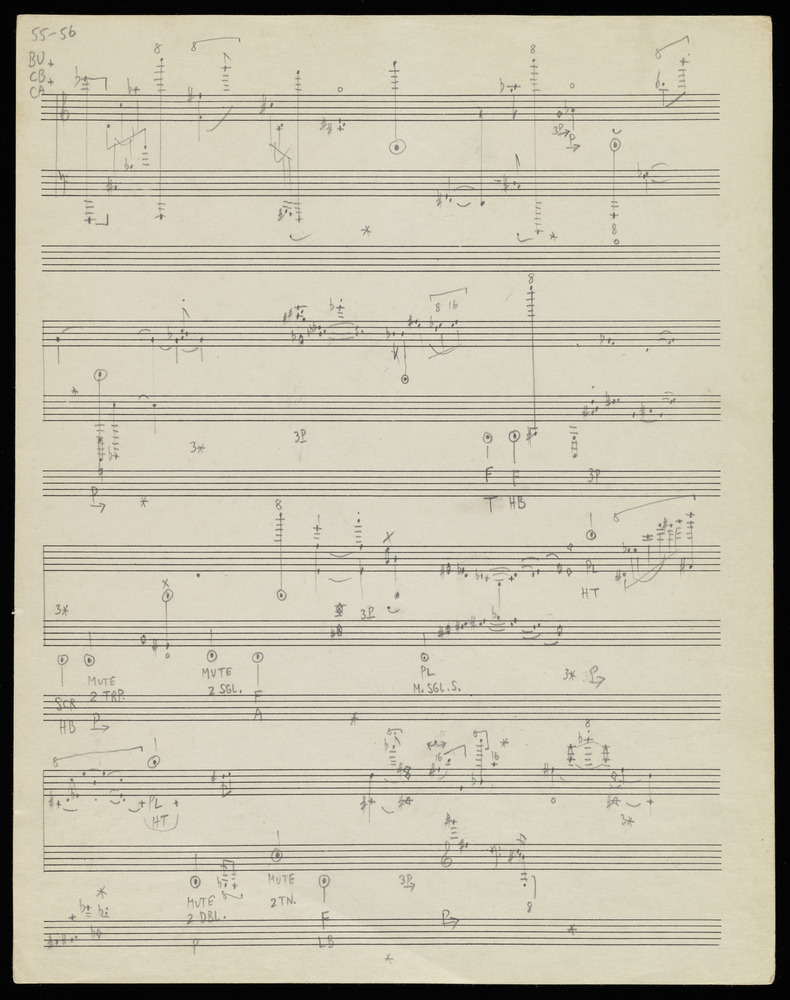 Sketches for graphs BU, CB, and CA for the first realization of John Cage’s *Solo for Piano*: 