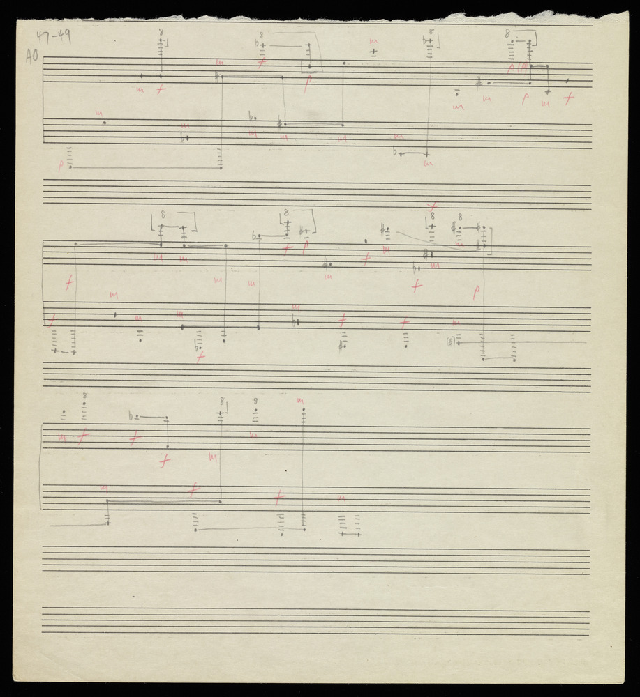 Sketches for graph AO for the first realization of John Cage’s *Solo for Piano*: 
