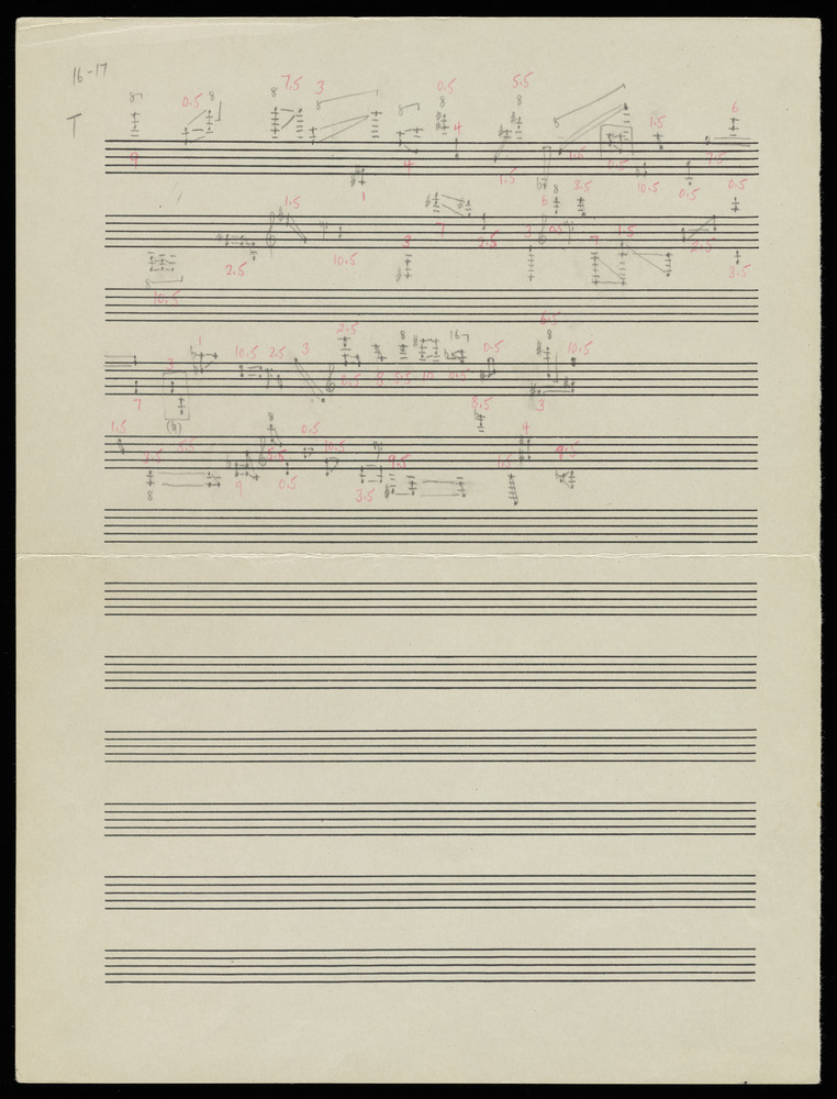 Sketch for graph T for the first realization of John Cage’s *Solo for Piano*: 