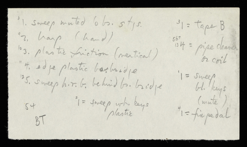Sketches for graphs BT, BJ, and BW for the first realization of John Cage’s *Solo for Piano*: 