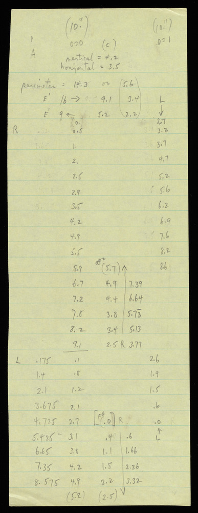 Table for graph A for the first realization of John Cage’s *Solo for Piano*: 