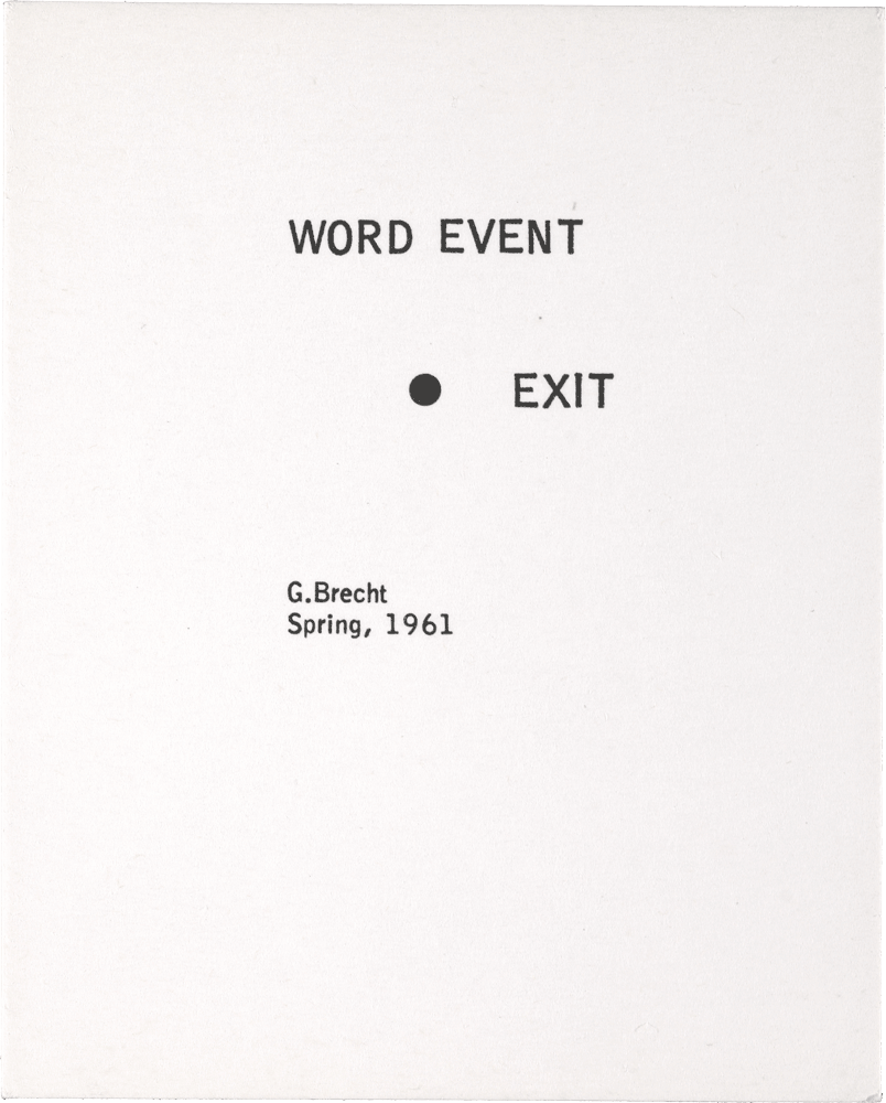 Word Event: • exit G. Brecht Spring, 1961