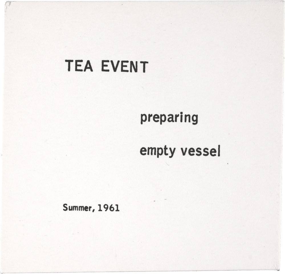 Tea Event: preparing empty vessel Summer, 1961