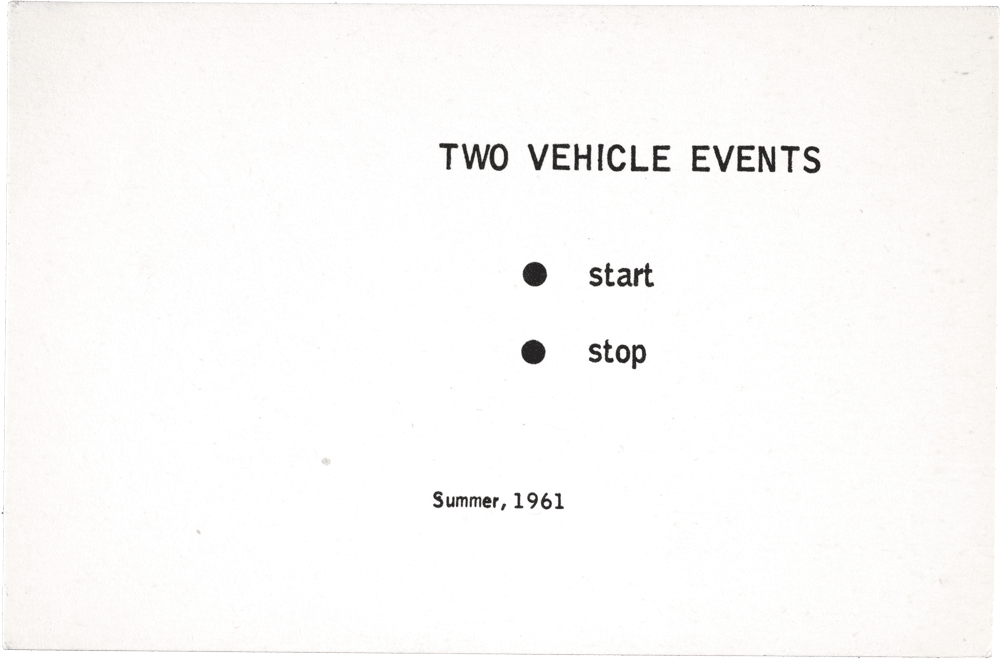 Two Vehicle Events: • start • stop Summer, 1961
