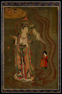 Bodhiattva painting in colorful ink on silk