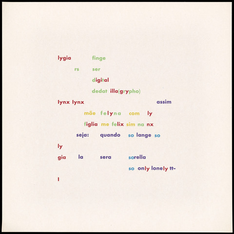 In this love poem for his wife-to-be, Lygia, Augusto de Campos uses color to highlight words and phonemes that borrow letters from her name.