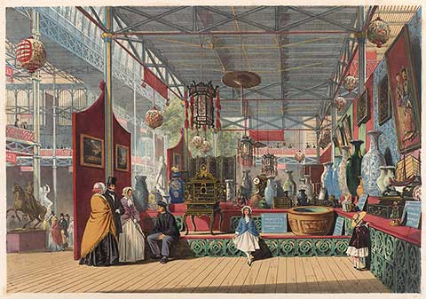 Chromolithograph of Chinese objects exhibited at the Great Exhibition of the Works of Industry of All Nations (London, 1851)