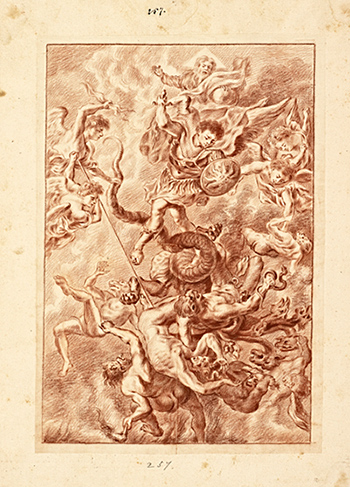 Drawing after the painting Fall of the Rebel Angels by Peter Paul Rubens