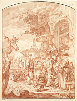 Jean-Victor Frédou de la Bretonnière's drawing after the painting The Quack Doctor by Gerrit Dou Jean-Victor Frédou de la Bretonnière's drawing after the painting The Quack Doctor by Gerrit Dou