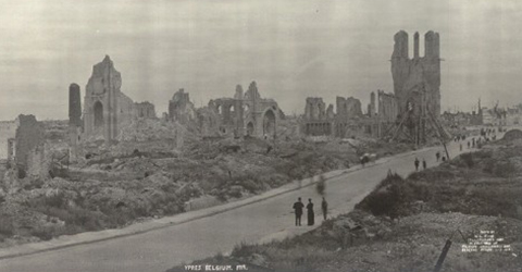 United States Holocaust Memorial Museum Black and white photo of ruined buildings