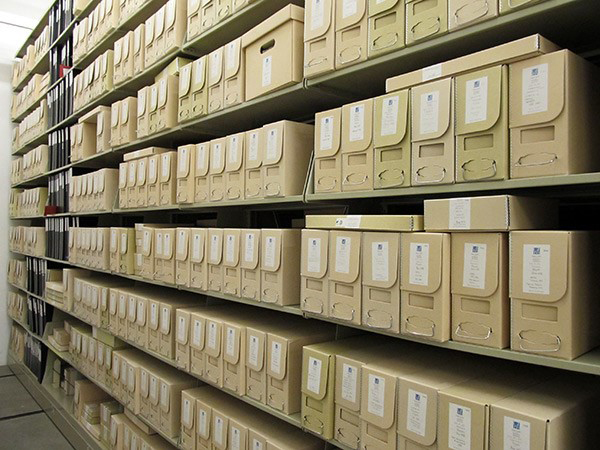 Processed Harald Szeemann Archive project files in the vaults of the Getty Research