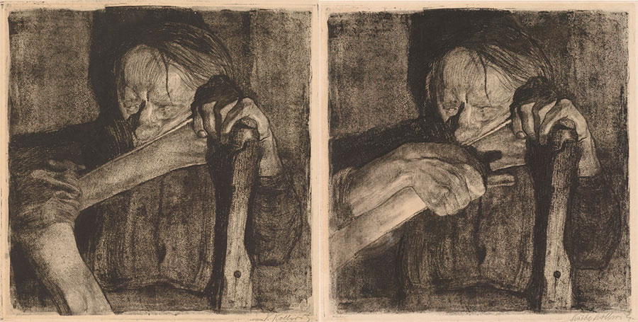 Kollwitz / Two states of Whetting of the Scythe