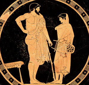 Wine Cup with a Boy Holding a Lyre / Douris and Python