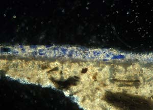 Cross-section of a paint sample from The Last Judgment