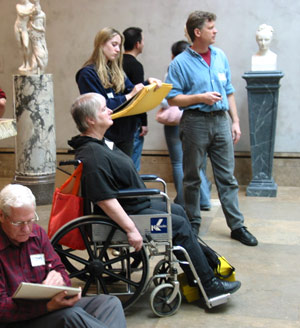 Peter Zokosky with students in the Getty Center galleries