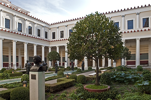 Constructed in the early 1970s, the Getty Villa is modeled after a first-century Roman country home.
