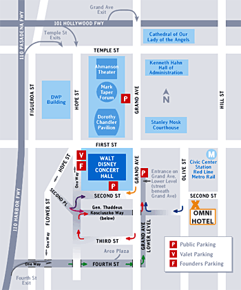 Map to Walt Disney Concert Hall